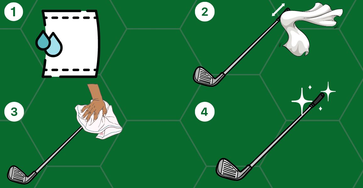 Infographic showing how to clean golf grips