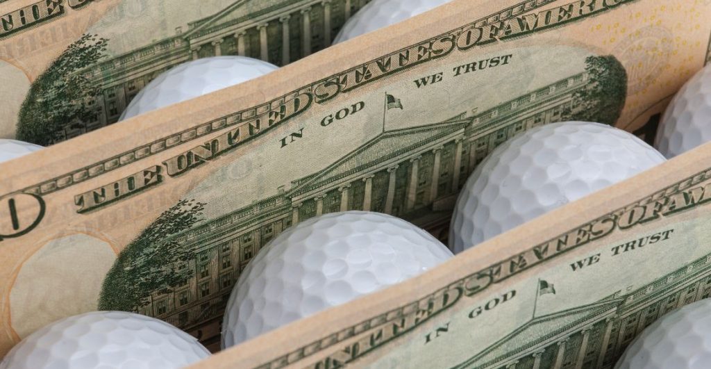 Golf balls divided by dollar bills